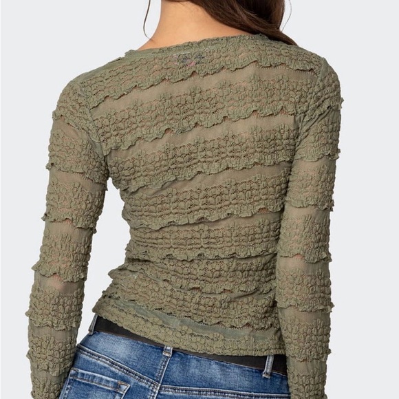 Edikted Daisey Textured Sheer Lace Top - Picture 2 of 2